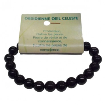 obsidienne oeil céleste bracelet moyennes boules