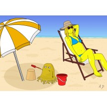 Carte postale - Bobby à la plage
